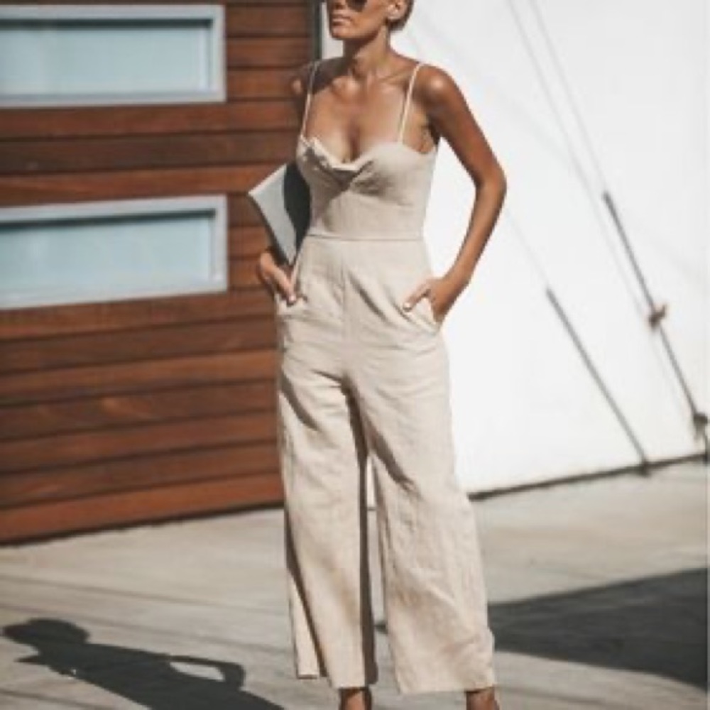 VICI Marguerite Linen Pocketed Jumpsuit